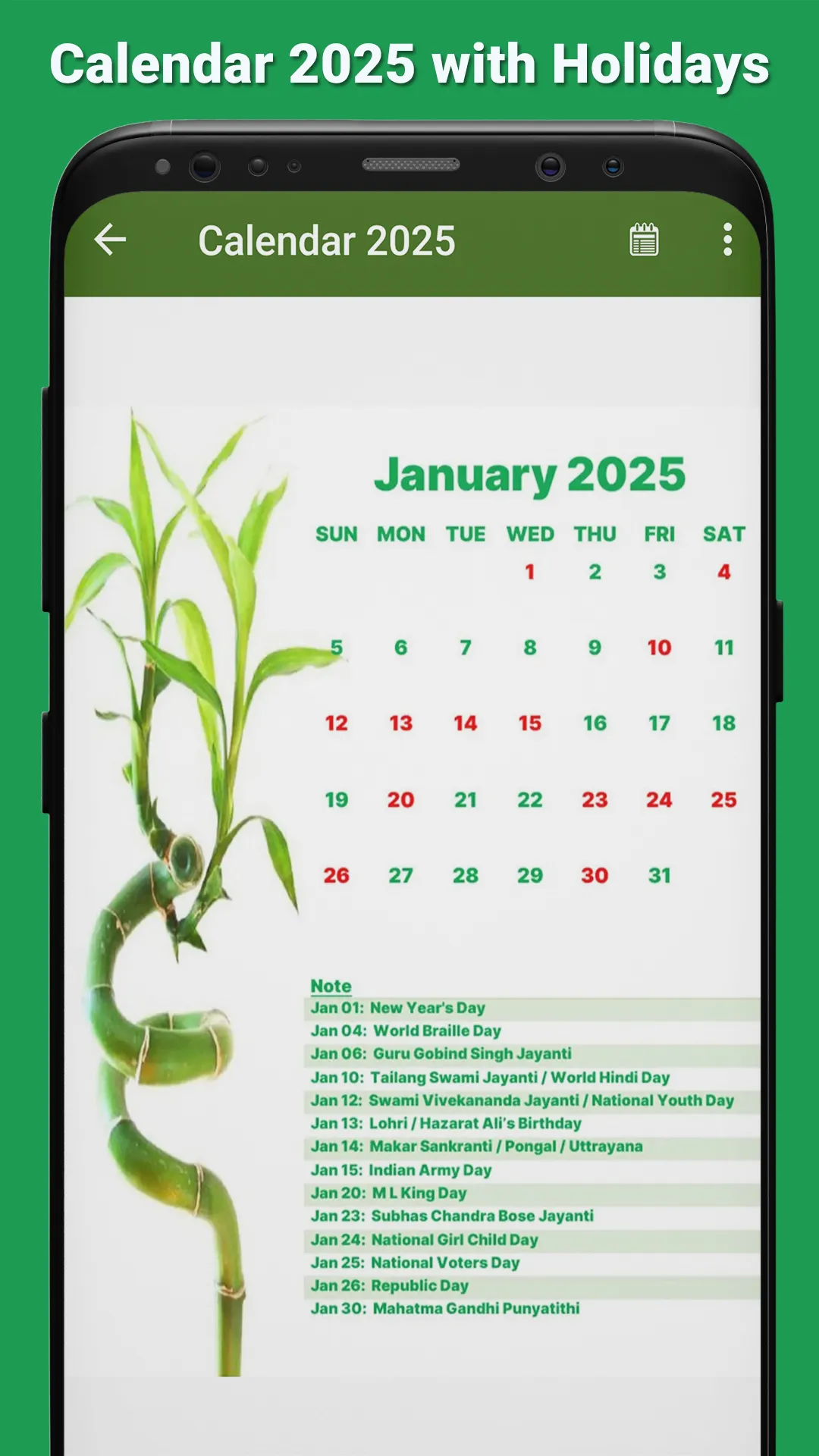 Calendar 2025 with Holidays | Indus Appstore | Screenshot