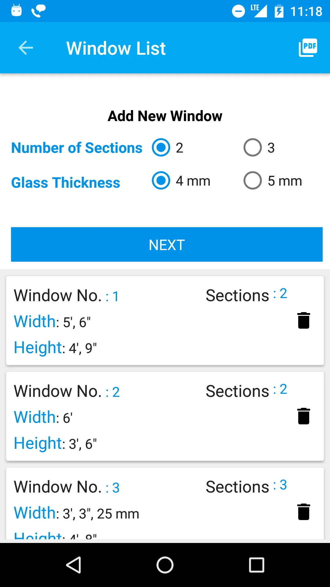 Section Window Materials Calcu | Indus Appstore | Screenshot