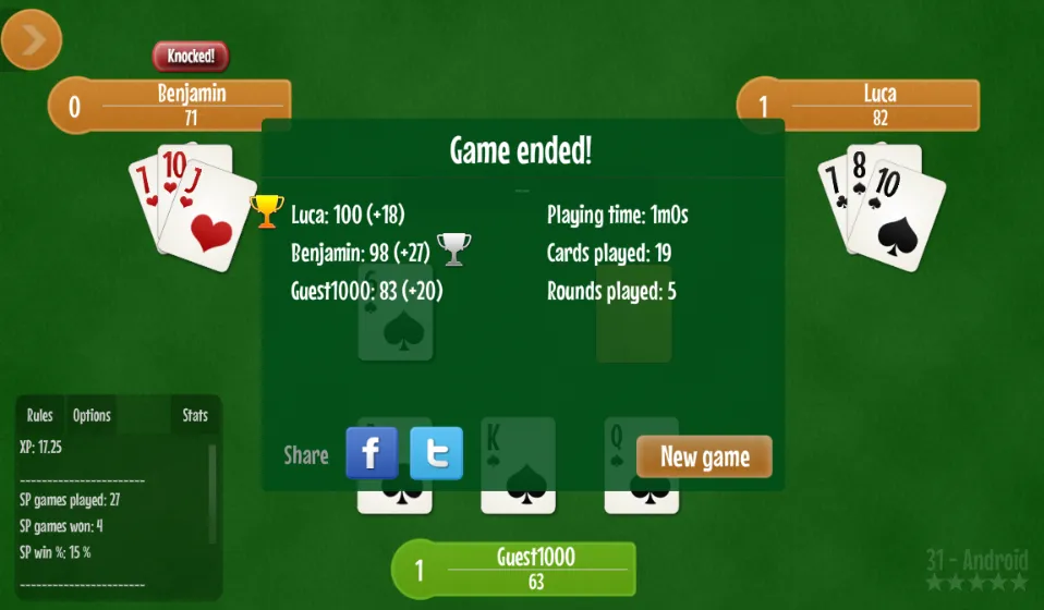 Thirty one - 31 card game. | Indus Appstore | Screenshot