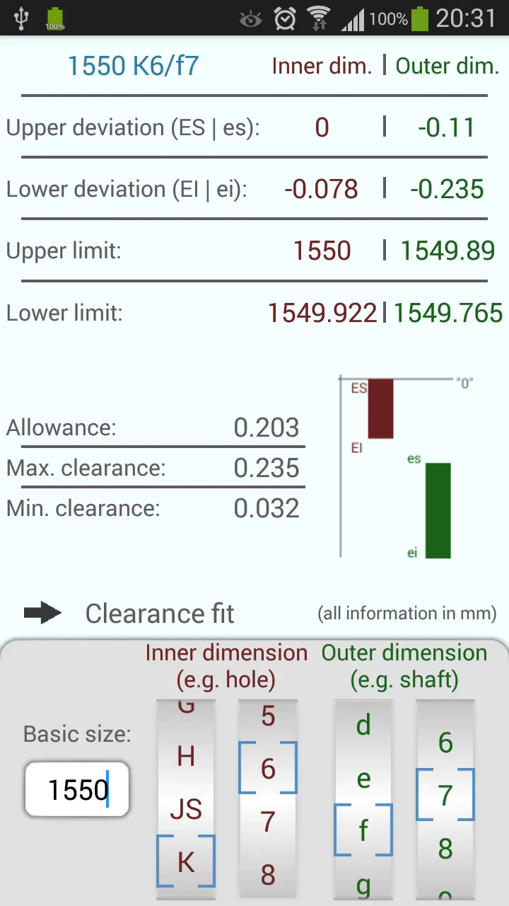 ISO Tolerances (DIN ISO 286-1) | Indus Appstore | Screenshot