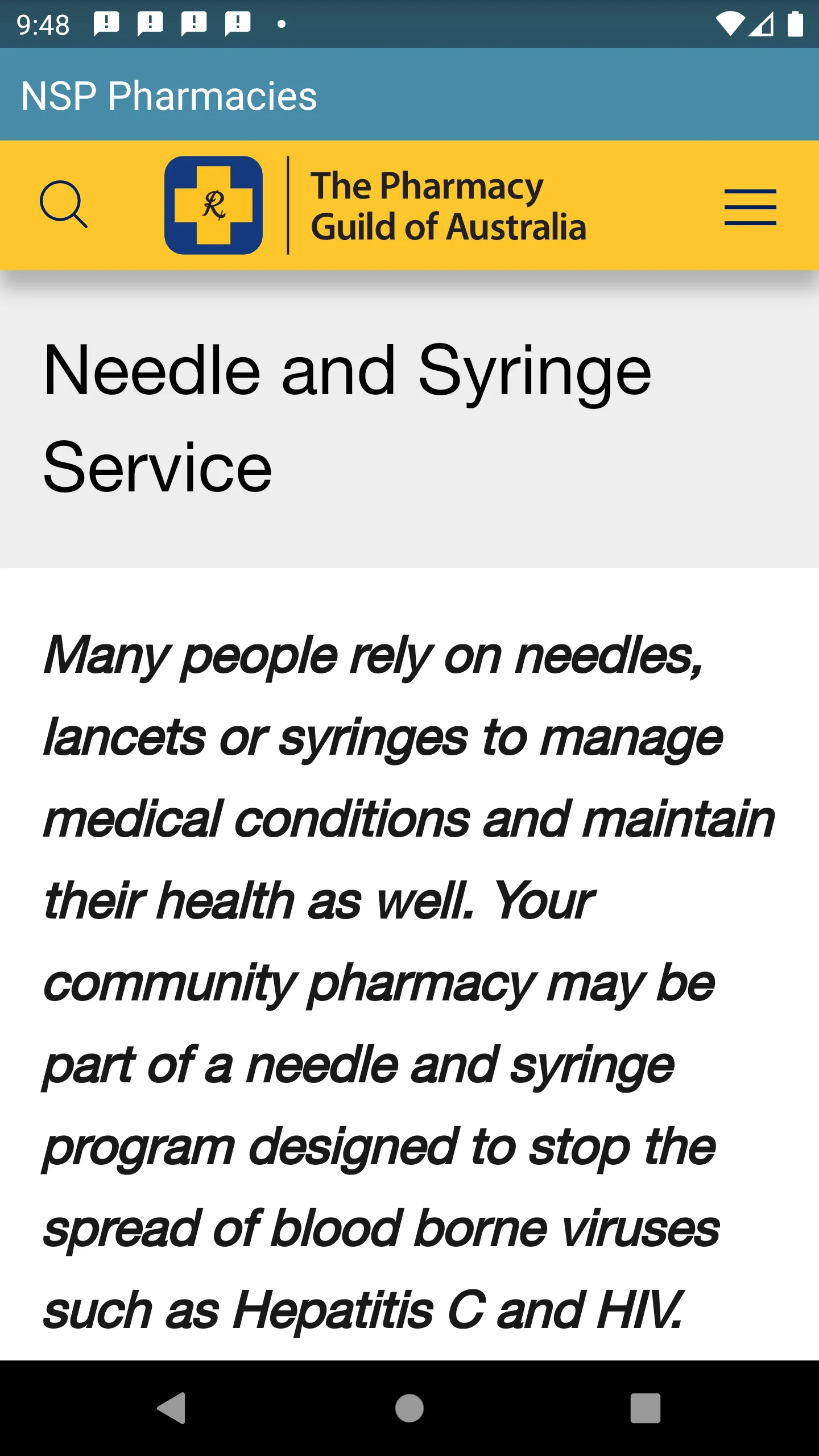 QLD Needle & Syringe Program | Indus Appstore | Screenshot