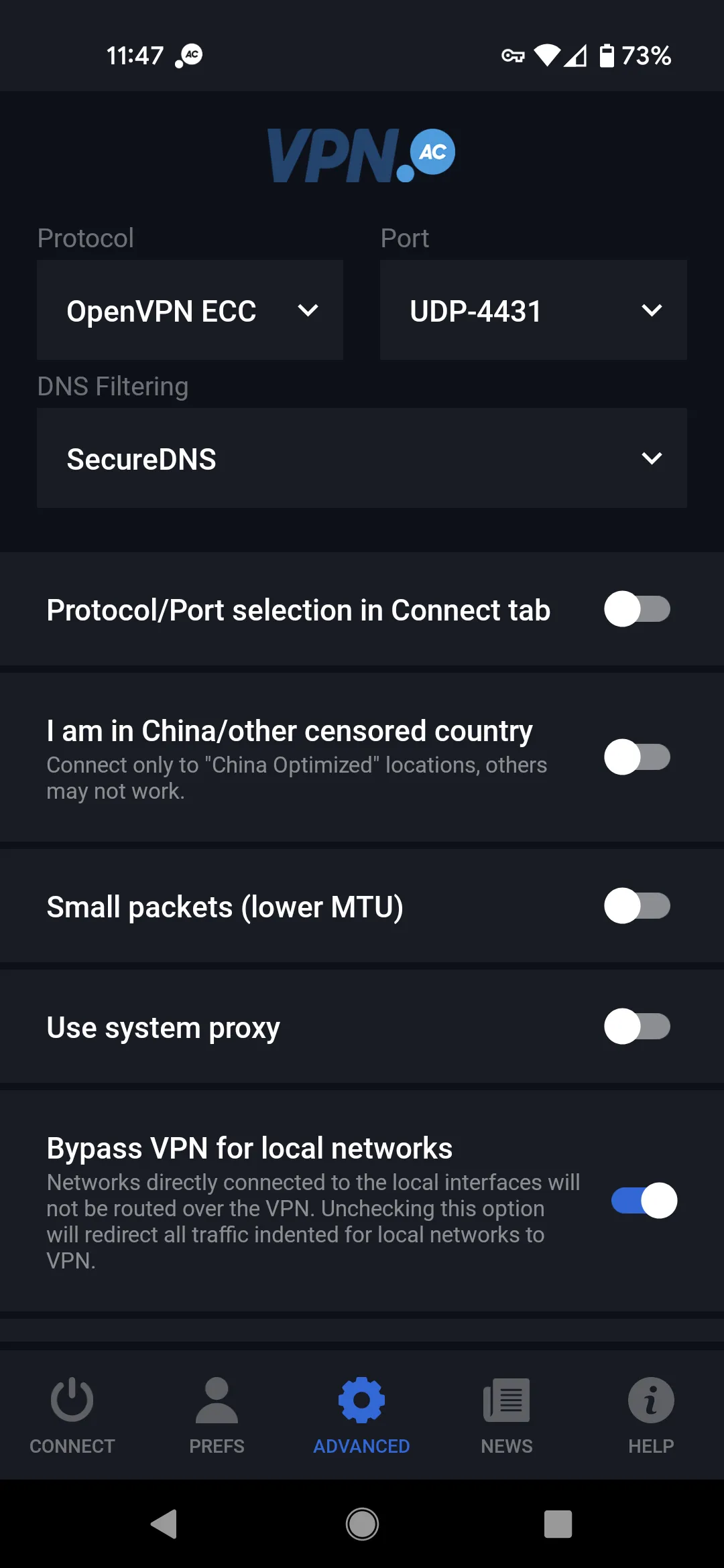 VPN.AC Client | Indus Appstore | Screenshot