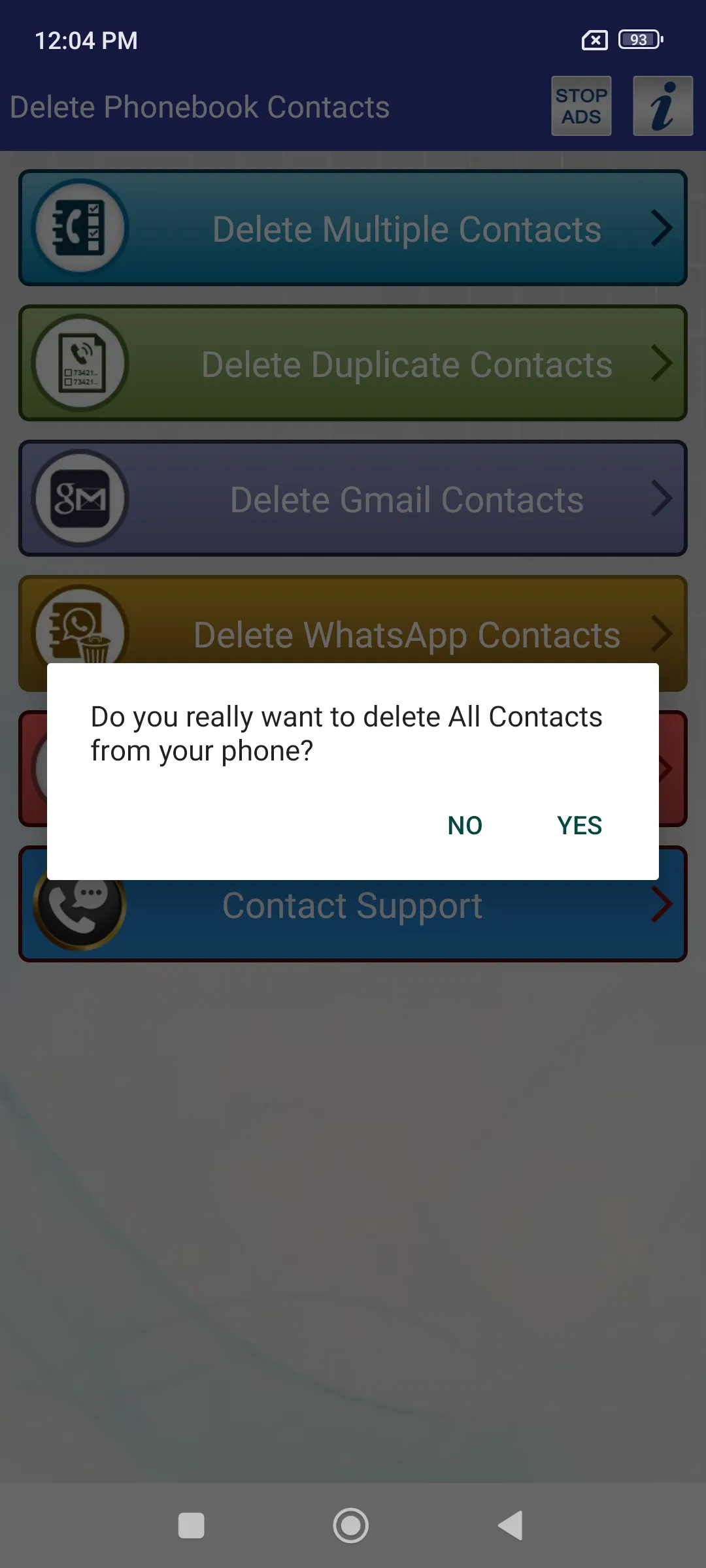 Delete all Phonebook Contacts | Indus Appstore | Screenshot