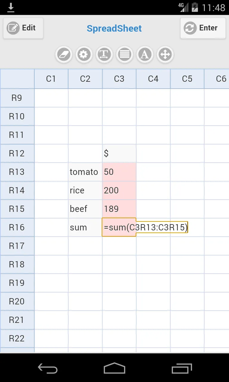 Simple Spreadsheet | Indus Appstore | Screenshot