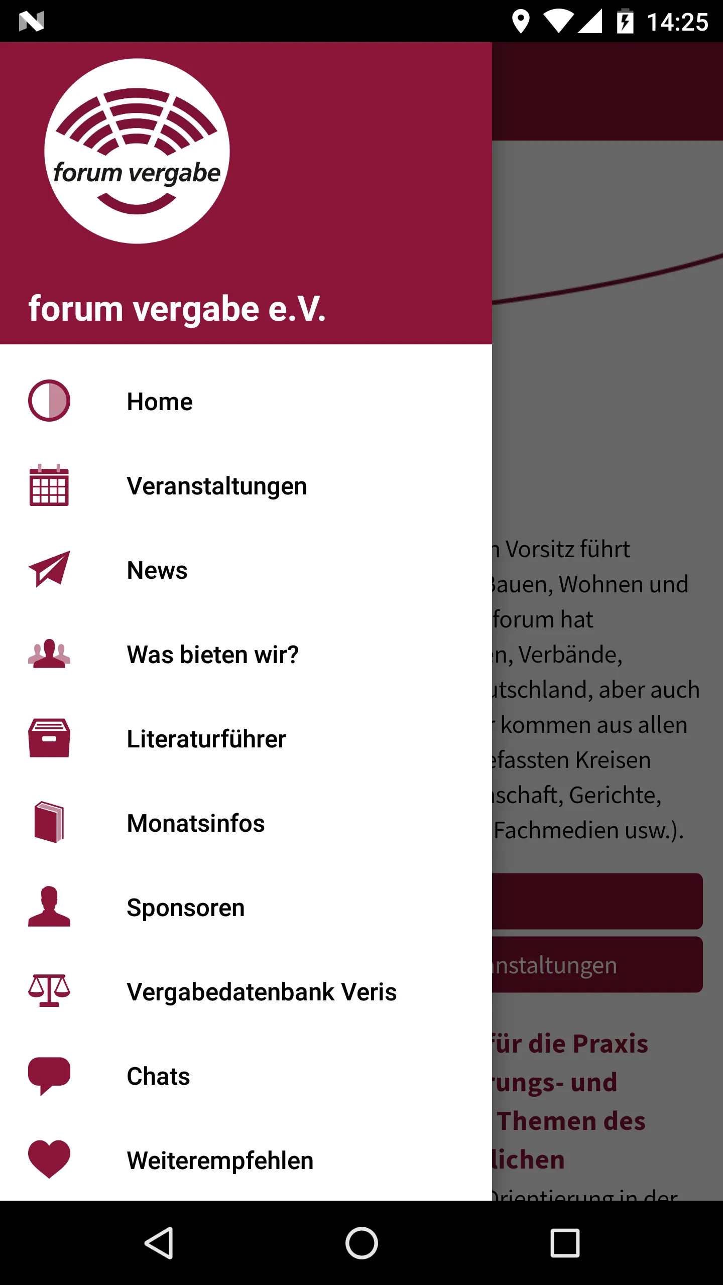 forum vergabe e.V. | Indus Appstore | Screenshot