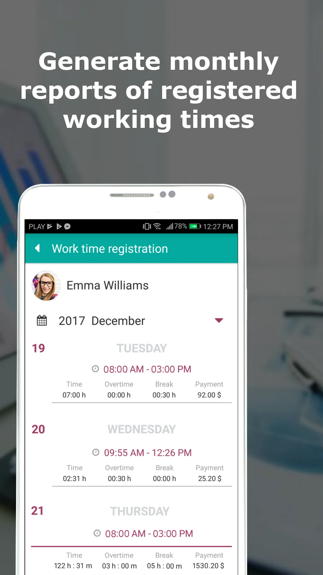 Timesheet, work log -Worker 24 | Indus Appstore | Screenshot