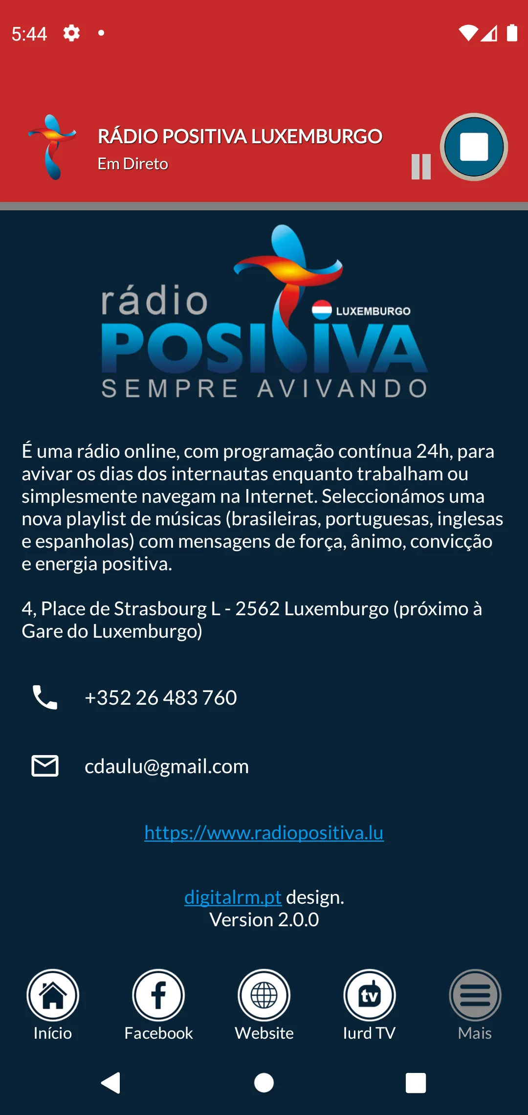 Rádio Positiva Luxemburgo | Indus Appstore | Screenshot