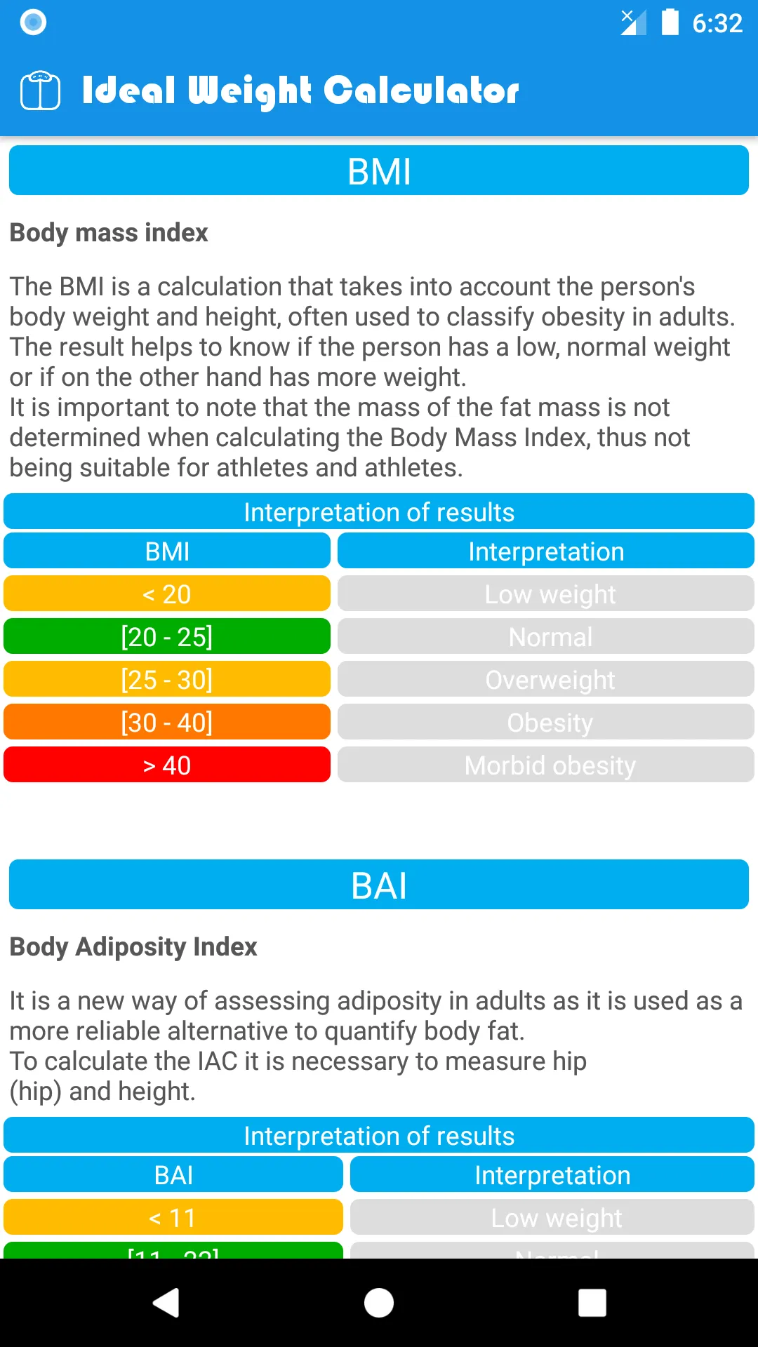 Calculator  BMI and BAI | Indus Appstore | Screenshot