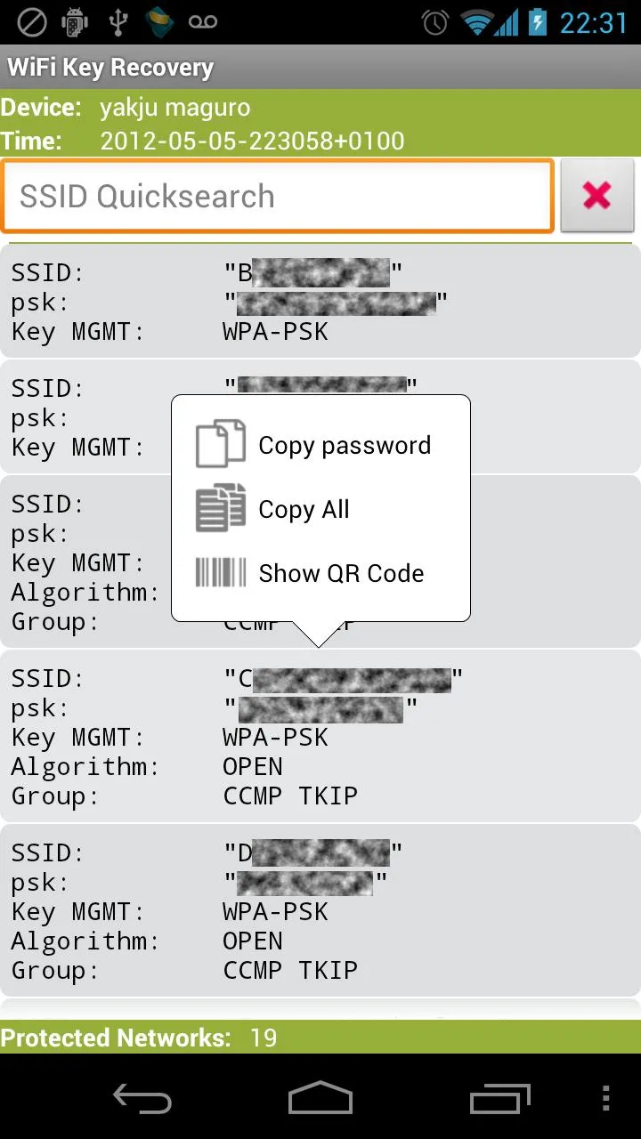 WiFi Key Recovery (needs root) | Indus Appstore | Screenshot