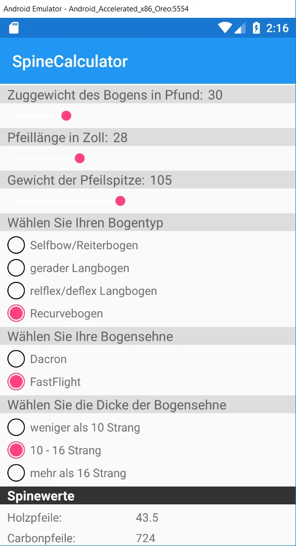 Archery Spine Calculator | Indus Appstore | Screenshot