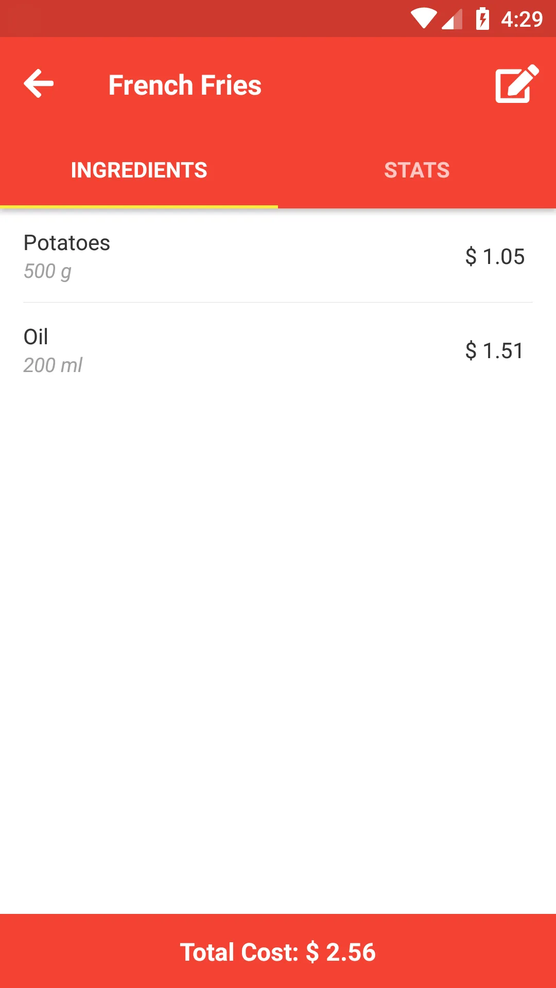 Food Cost Calculator | Indus Appstore | Screenshot