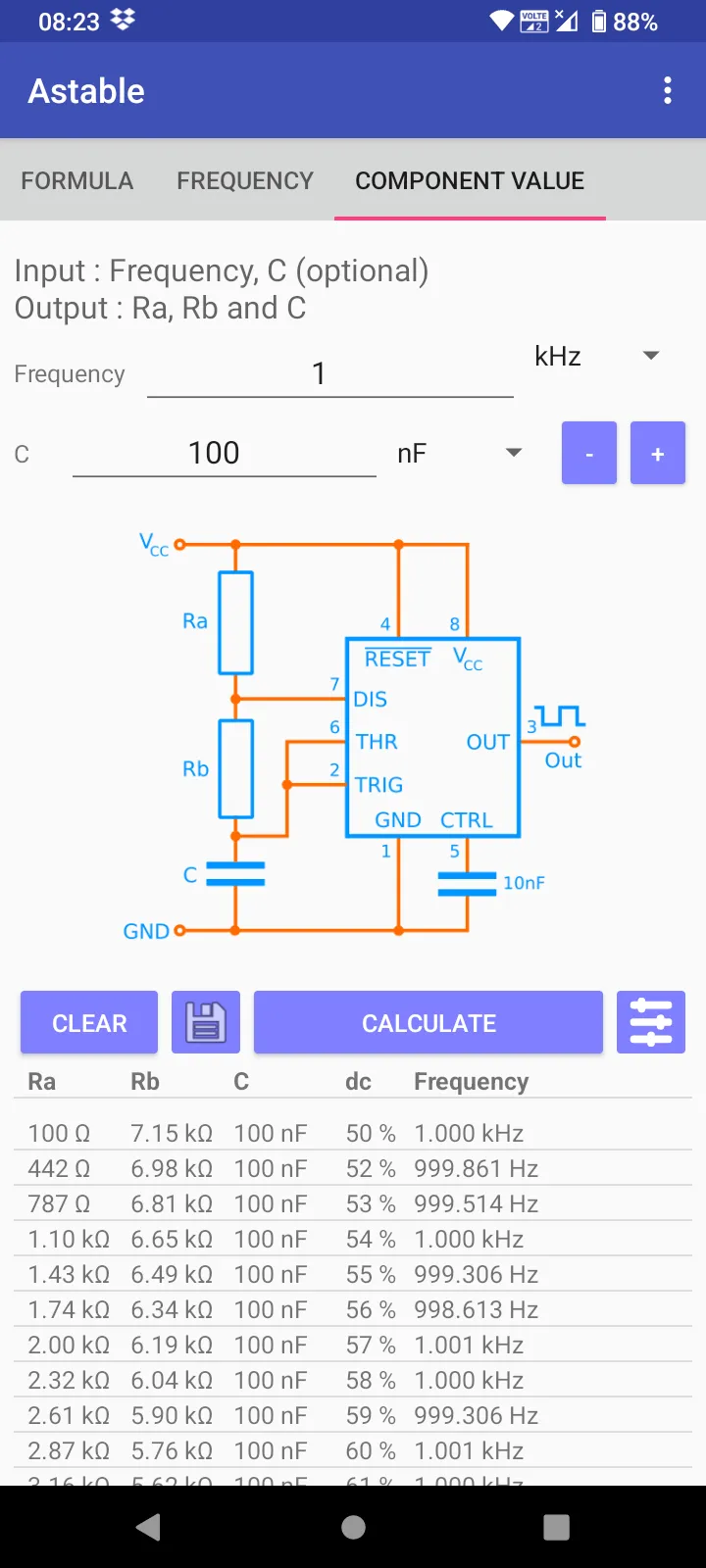 Timer IC 555 Calculator | Indus Appstore | Screenshot