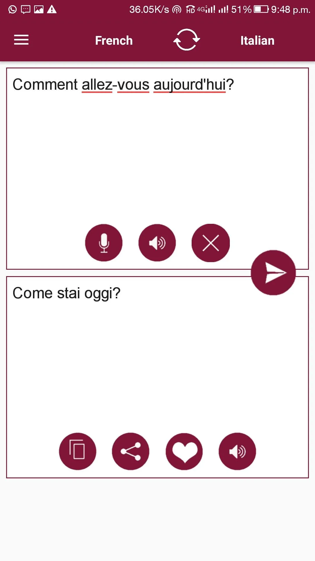 French - Italian Translator | Indus Appstore | Screenshot