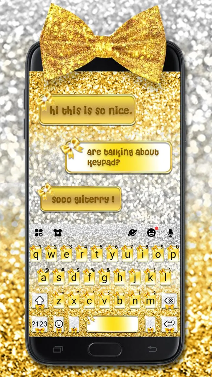 Gold Bowknot Glitter Keyboard  | Indus Appstore | Screenshot