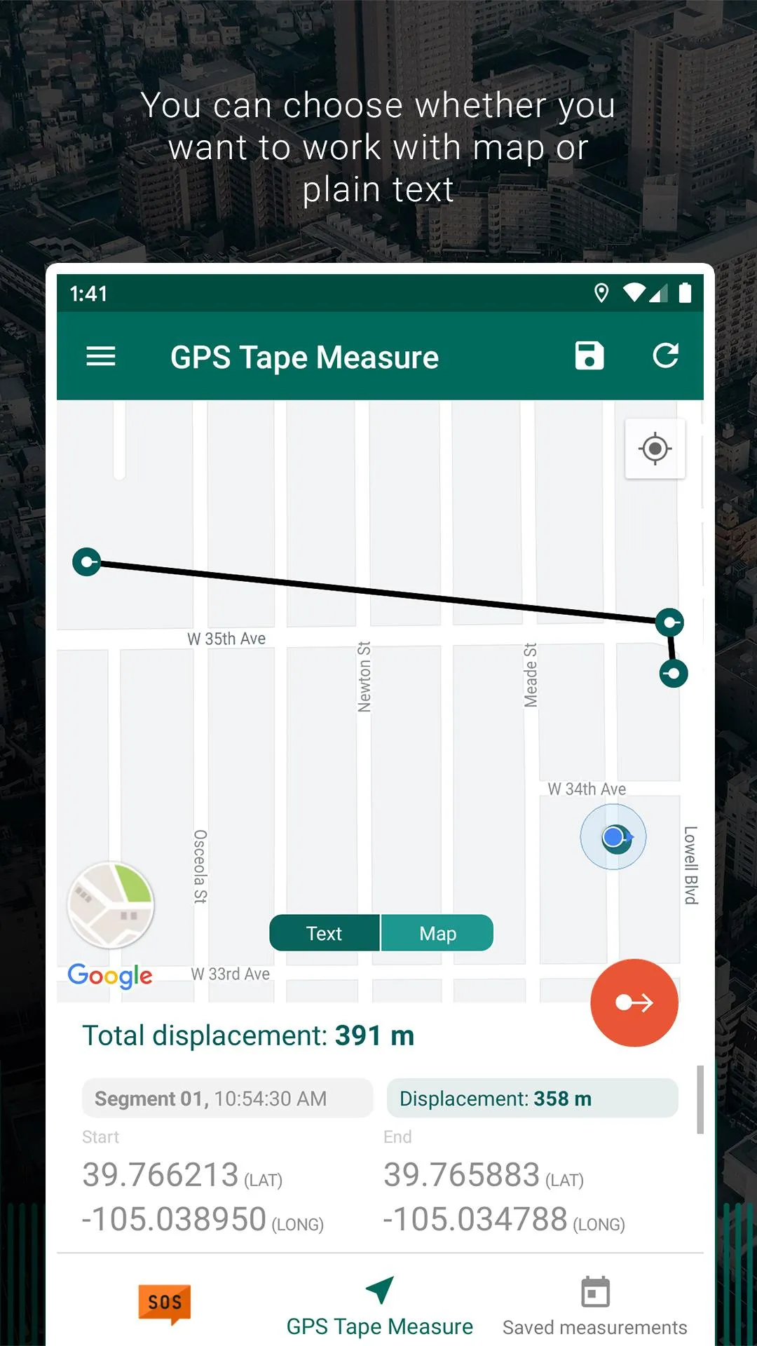 My GPS Tape Measure | Indus Appstore | Screenshot