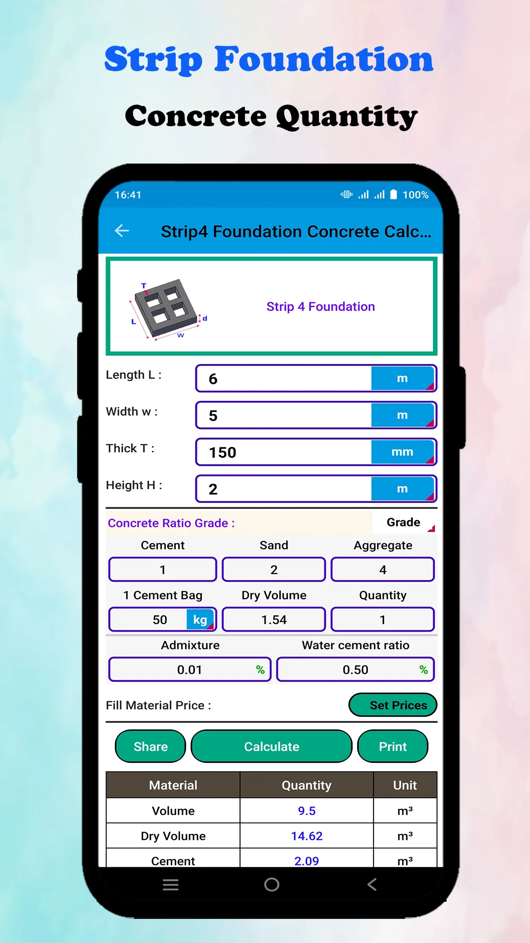 Concrete Calculator | Indus Appstore | Screenshot