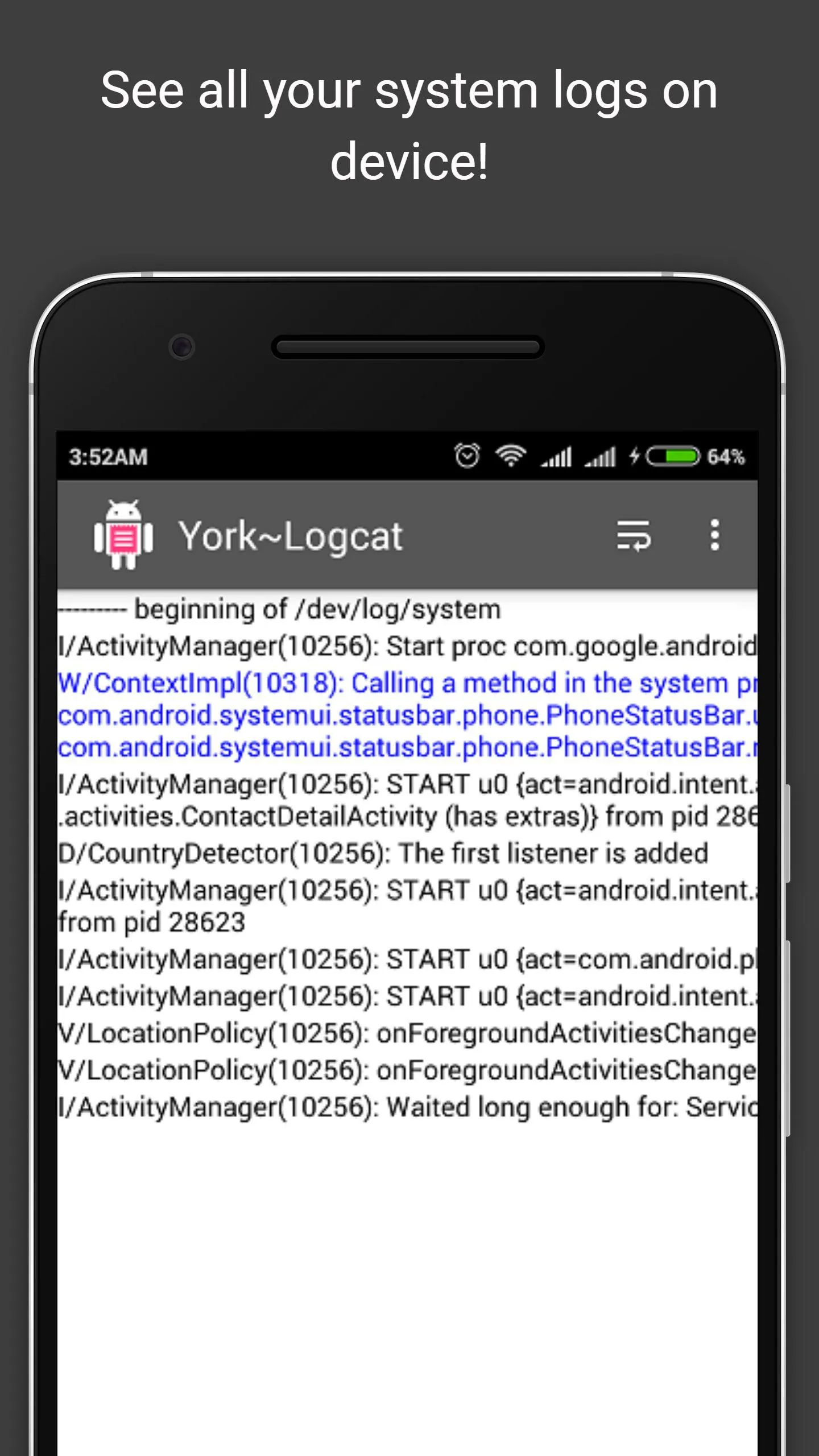 York Logcat | Indus Appstore | Screenshot