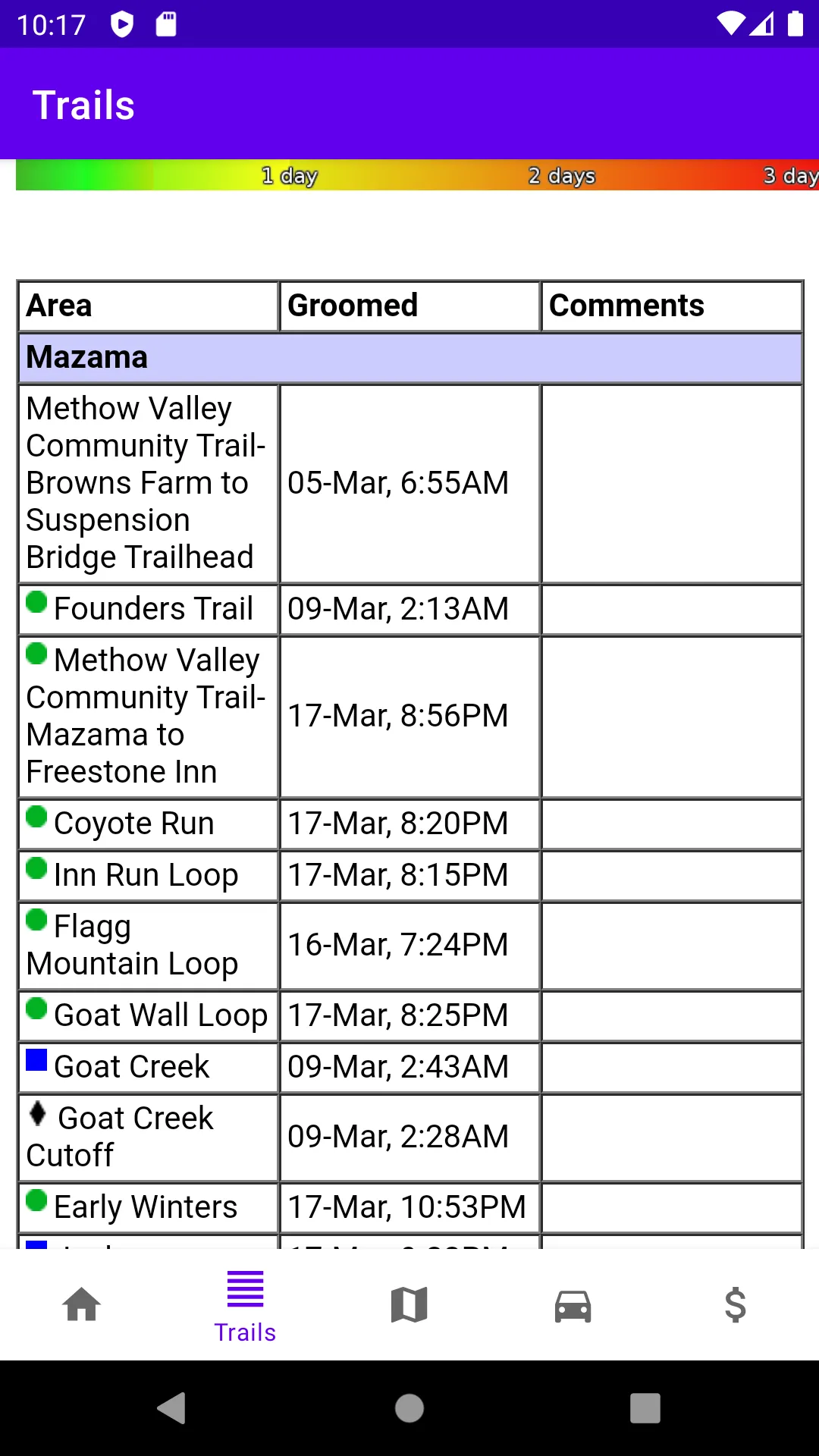 Methow Trails Grooming Report | Indus Appstore | Screenshot