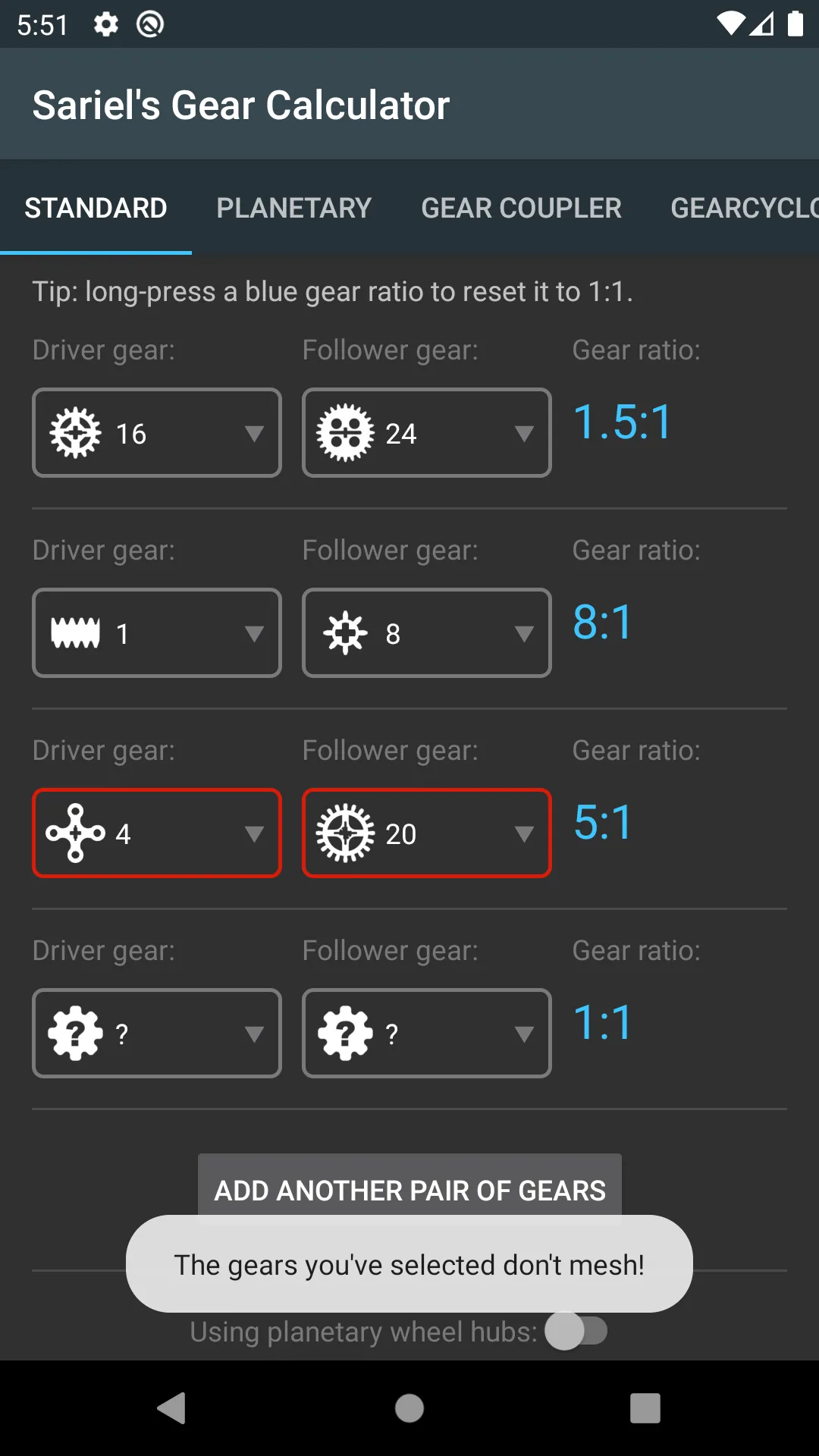 Sariel's Gear Calculator | Indus Appstore | Screenshot