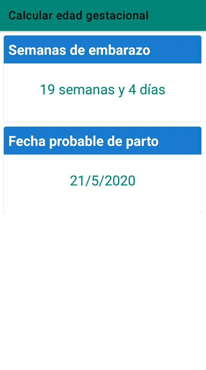 Calcular edad gestacional | Indus Appstore | Screenshot