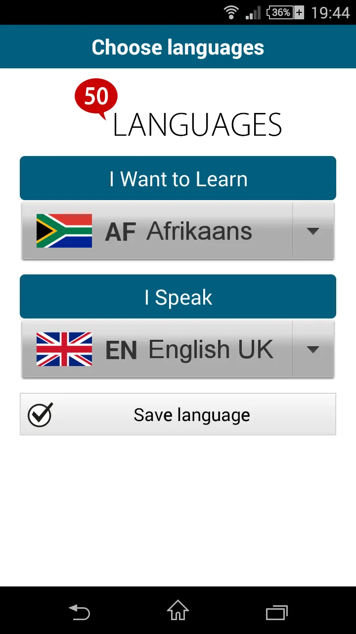 Learn Afrikaans - 50 languages | Indus Appstore | Screenshot