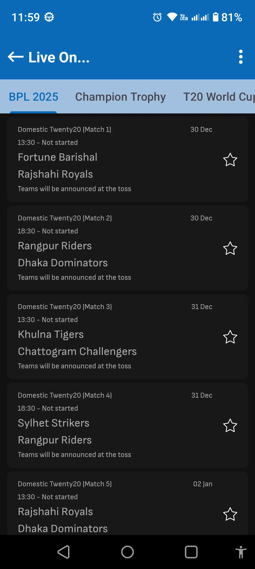 BPL 2025 Live | Indus Appstore | Screenshot