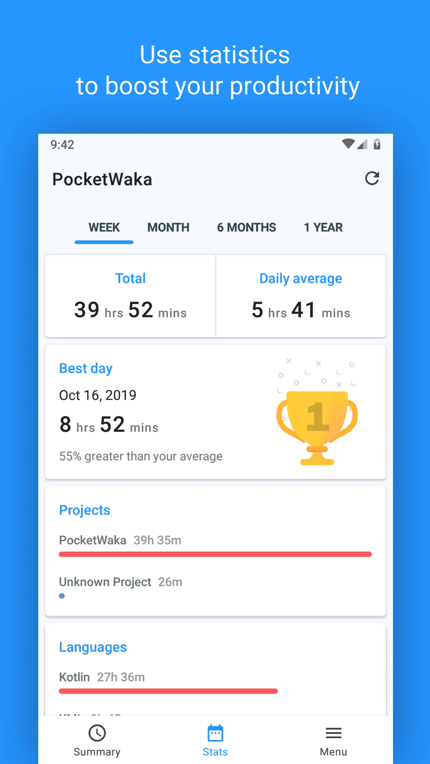 PocketWaka — Wakatime client | Indus Appstore | Screenshot