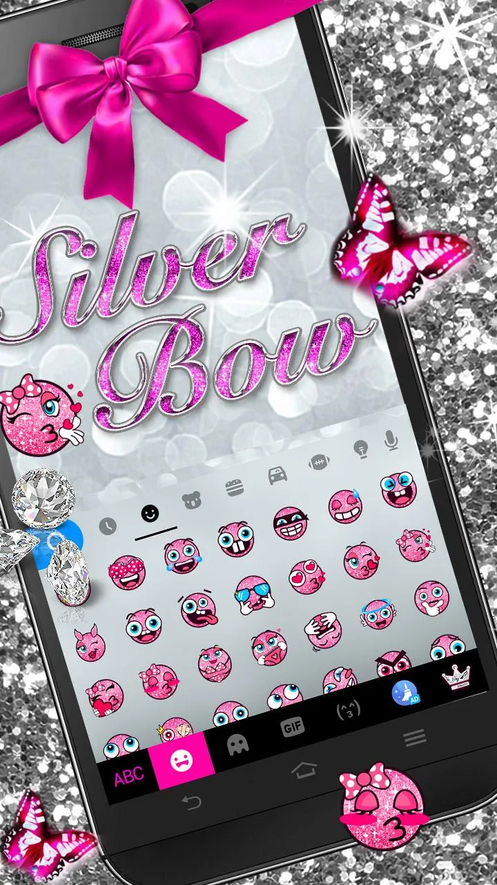 Silver Bowknot Keyboard Theme | Indus Appstore | Screenshot