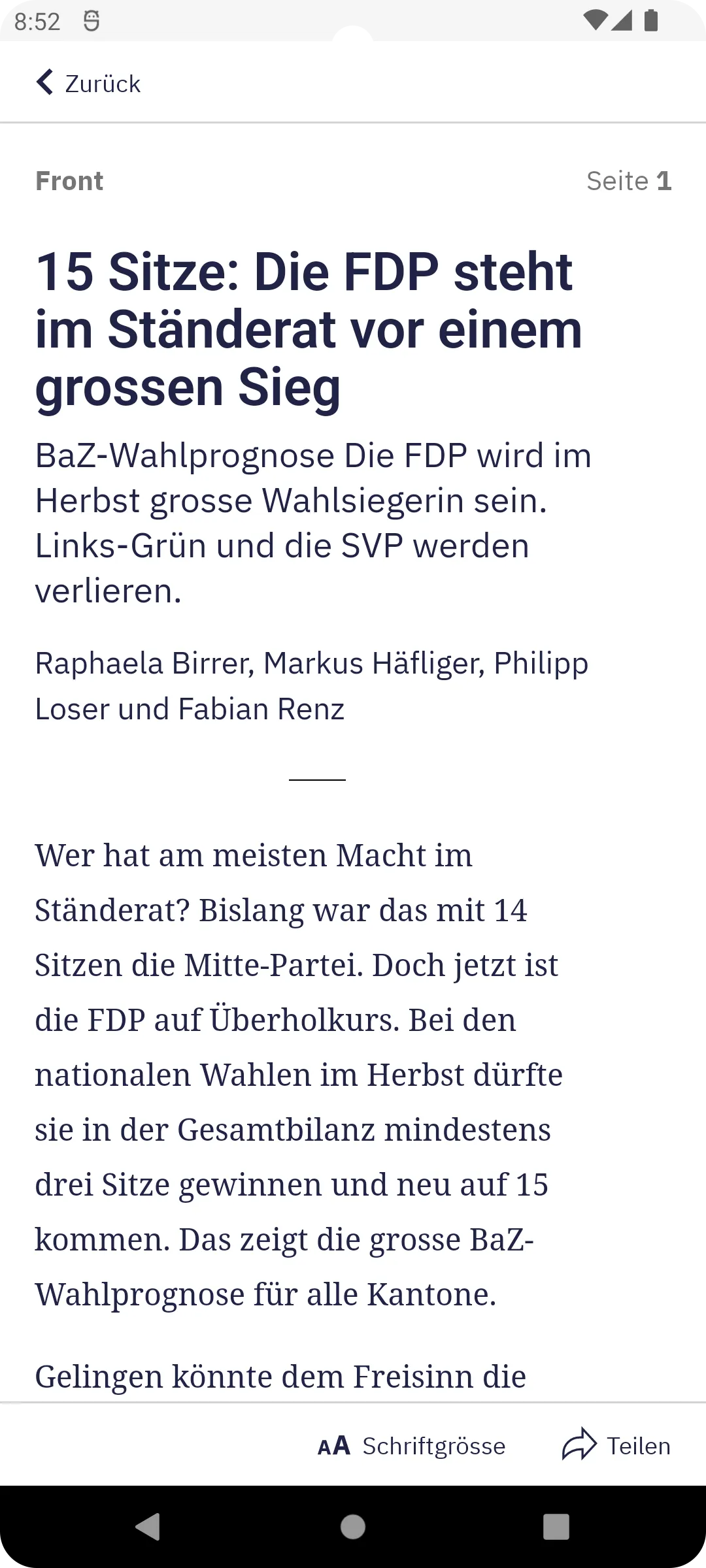 Basler Zeitung E-Paper | Indus Appstore | Screenshot