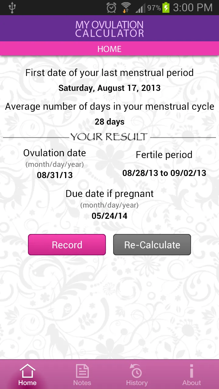 My Ovulation Calculator | Indus Appstore | Screenshot