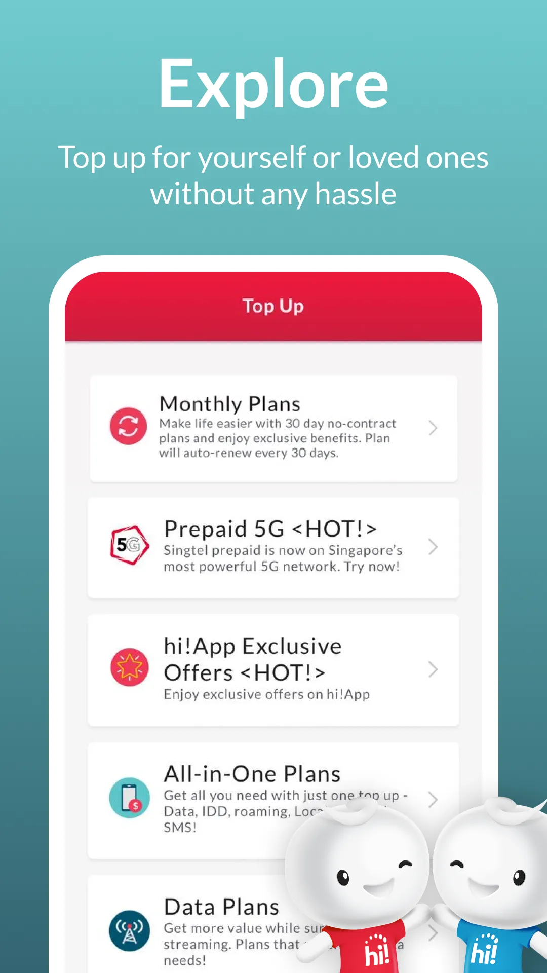 Singtel Prepaid hi!App | Indus Appstore | Screenshot