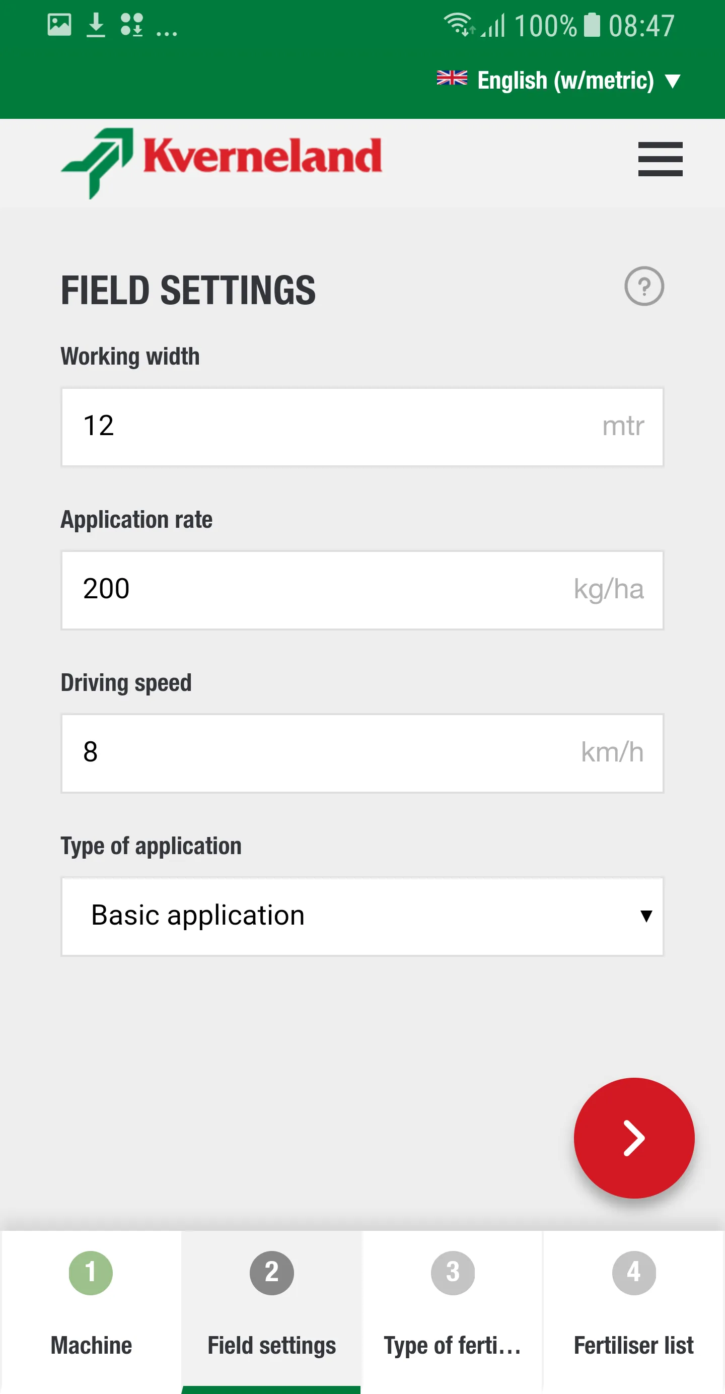 Kverneland Spreading Charts | Indus Appstore | Screenshot