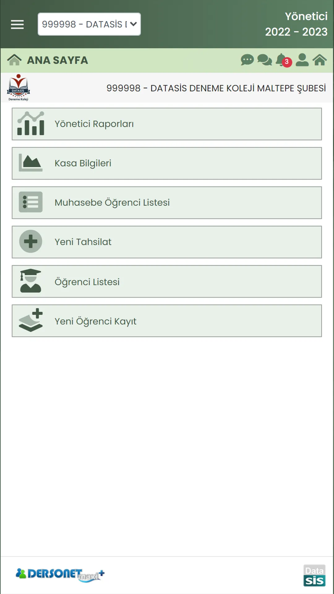 Dersonet Yönetici Modülü | Indus Appstore | Screenshot