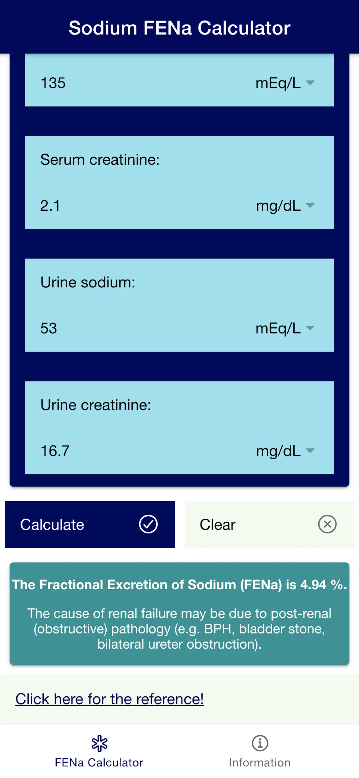 Sodium FENa Calculator | Indus Appstore | Screenshot