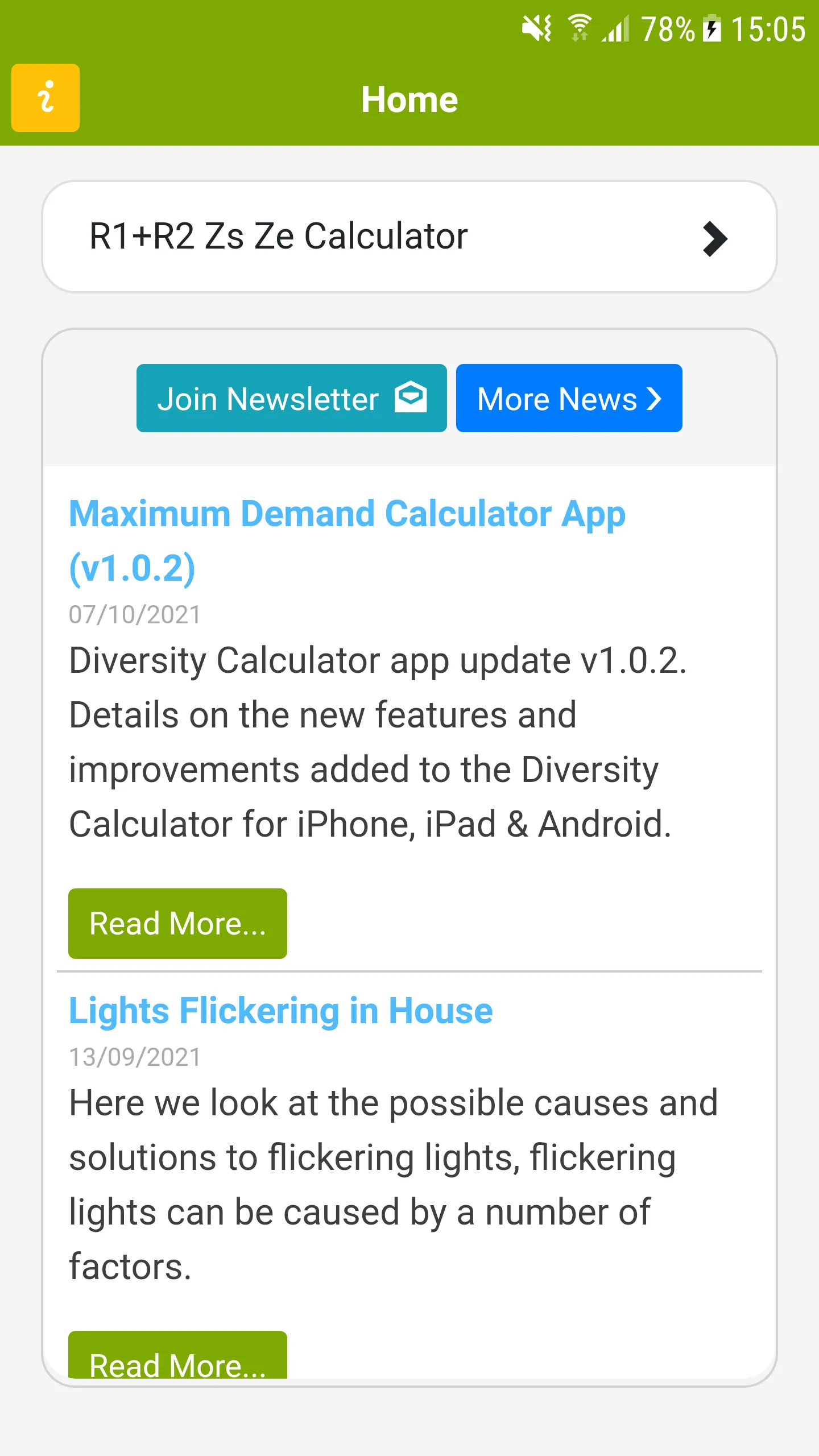 R1+R2 Zs Ze Calculator | Indus Appstore | Screenshot