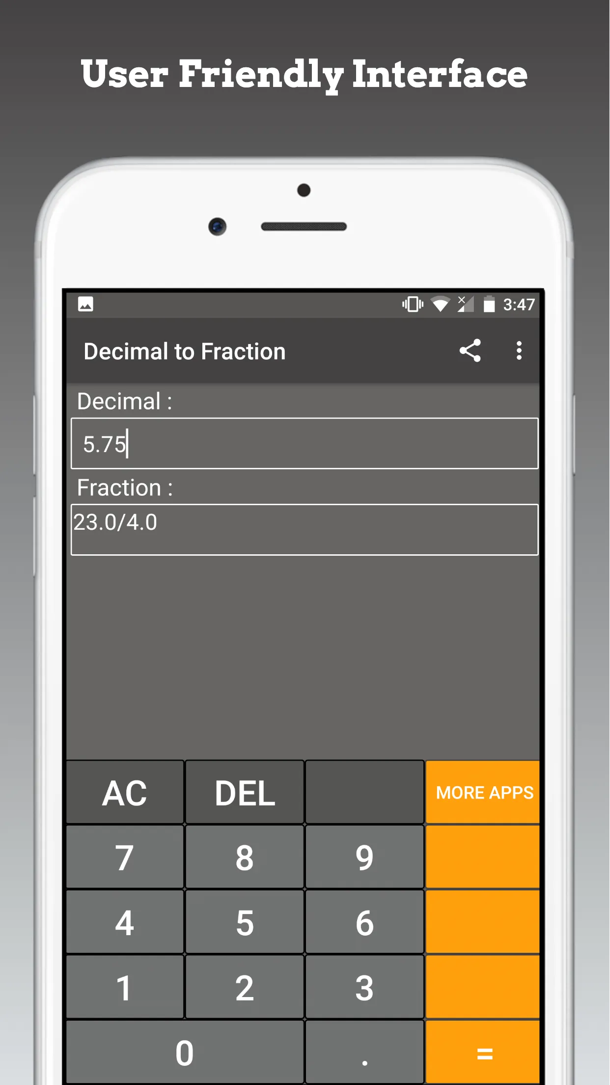 Decimal to Fraction Calculator | Indus Appstore | Screenshot