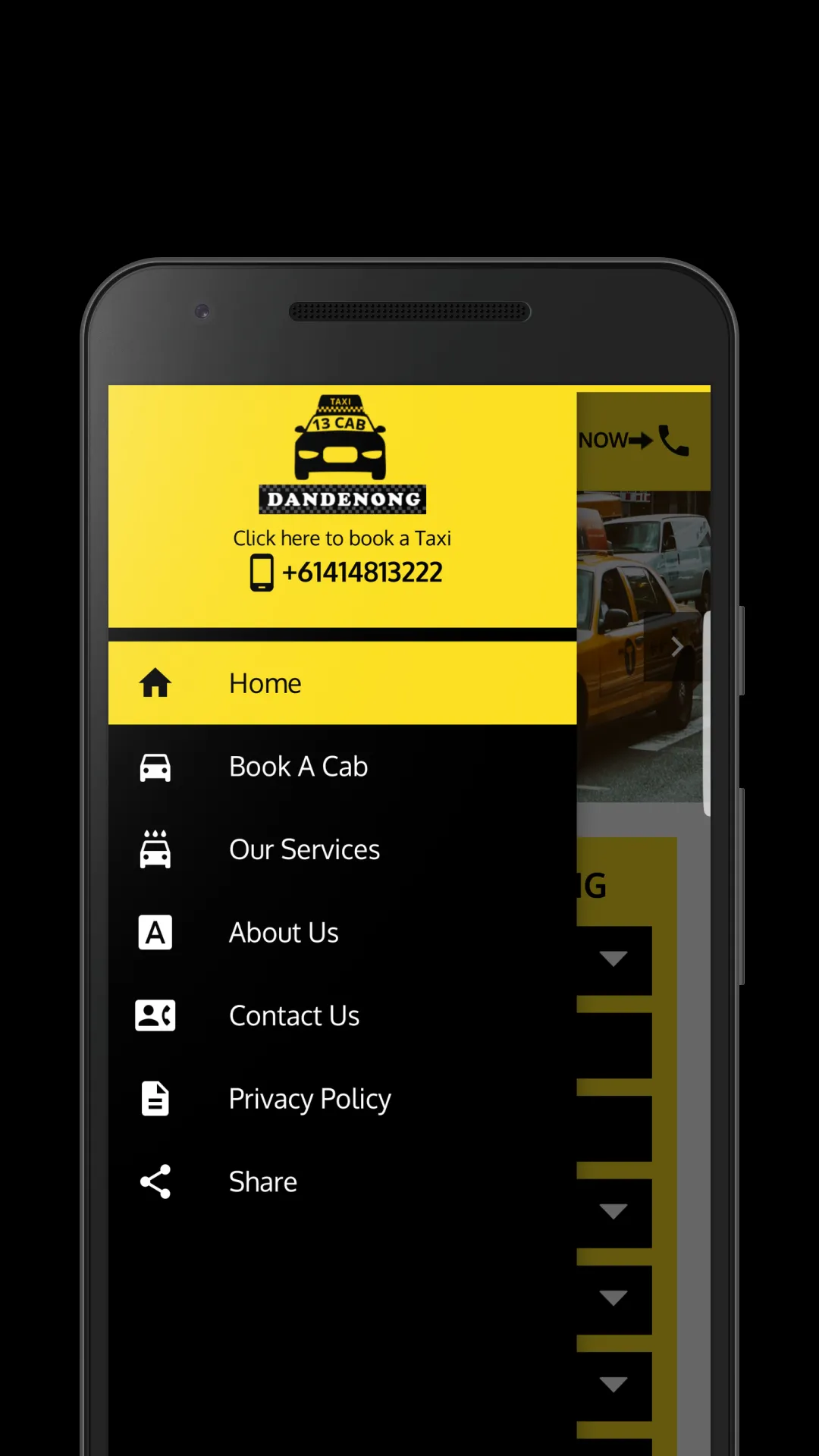 Dandenong Taxi Call us | Indus Appstore | Screenshot