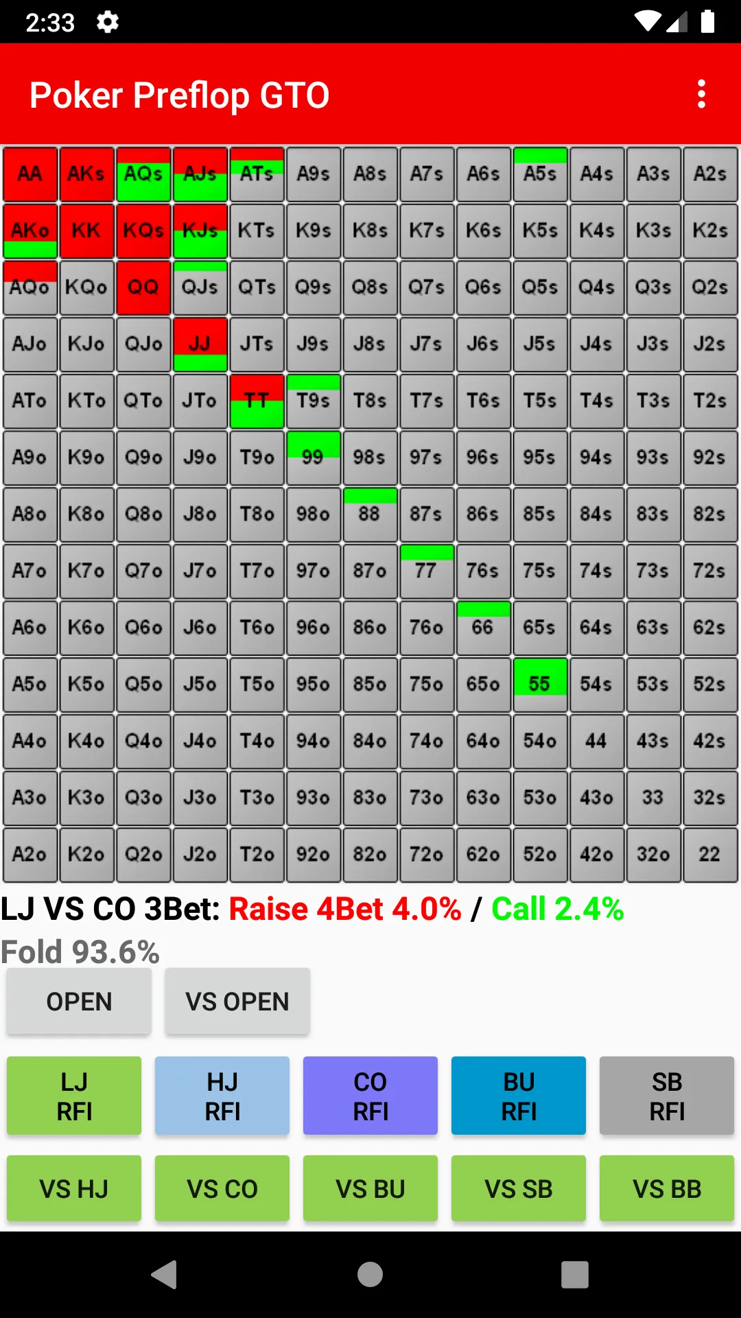 Poker Preflop GTO NLHE Ranges | Indus Appstore | Screenshot