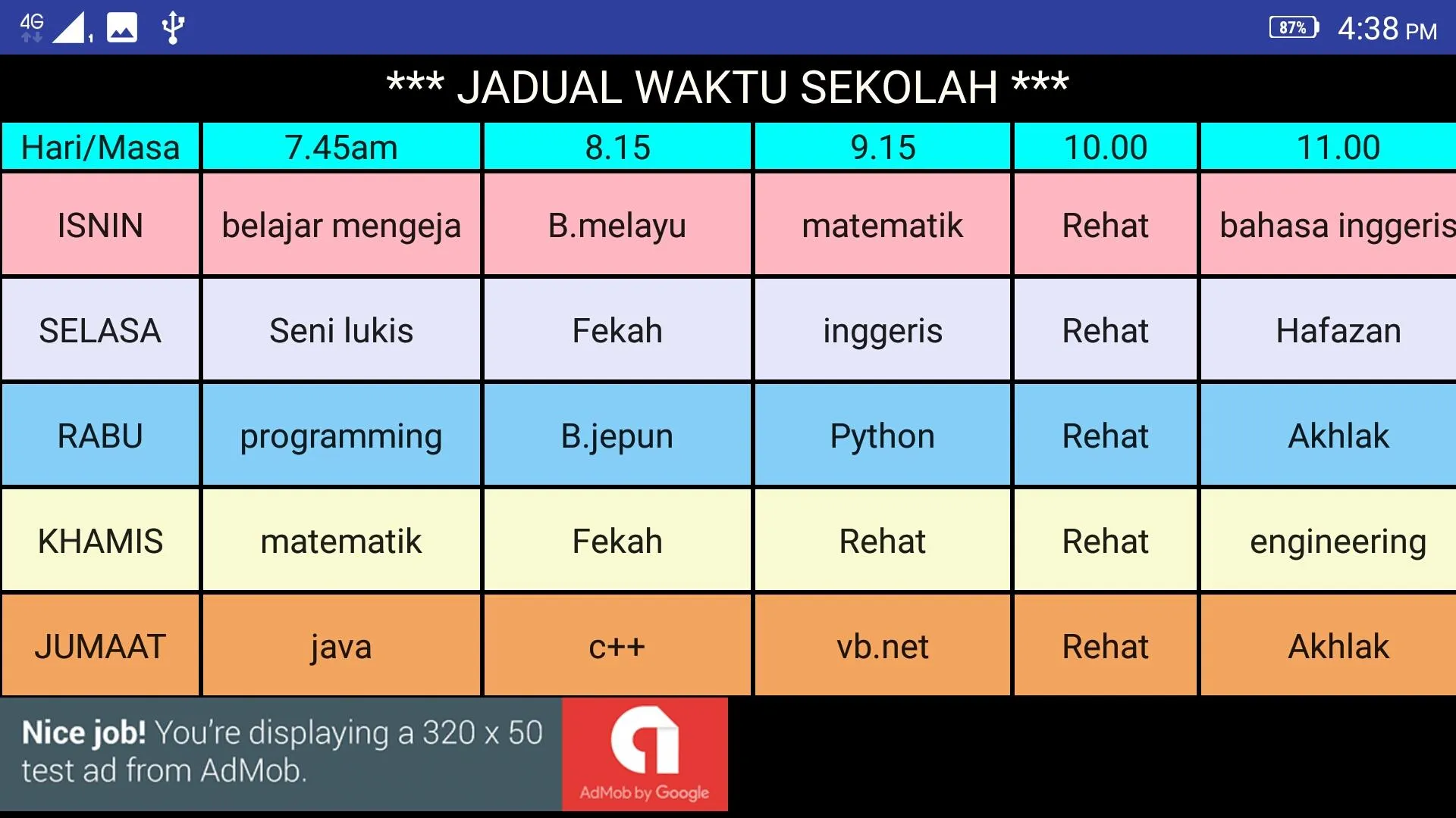 Jadual Sekolah | Indus Appstore | Screenshot