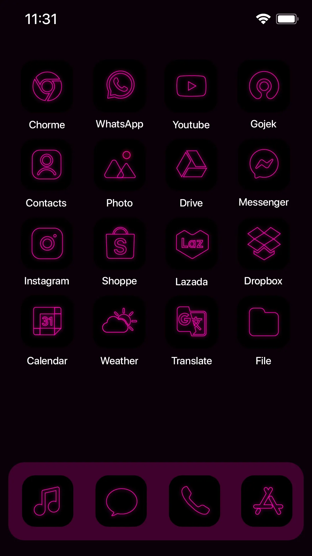 Wow Pink Neon Theme, Icon Pack | Indus Appstore | Screenshot