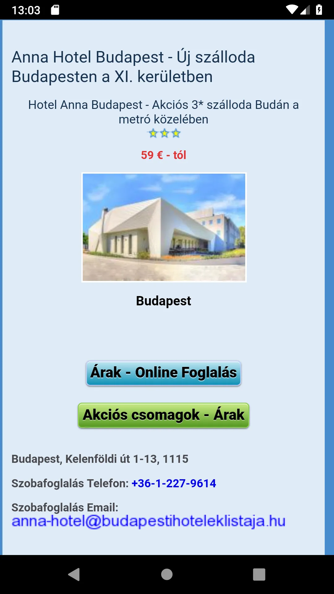 Szállás Budapesten, budapesti  | Indus Appstore | Screenshot