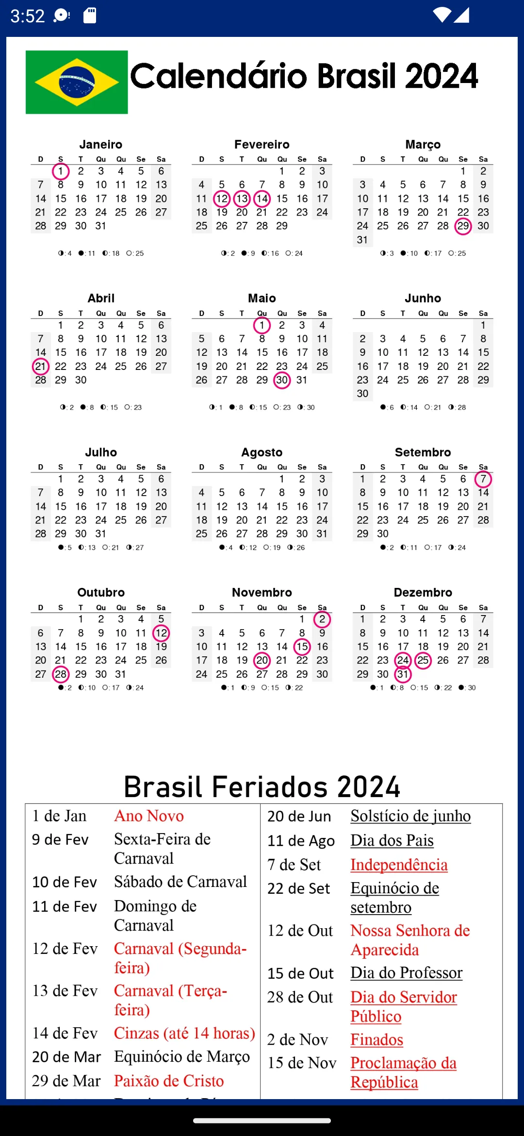 Brasil Calendário 2024 | Indus Appstore | Screenshot