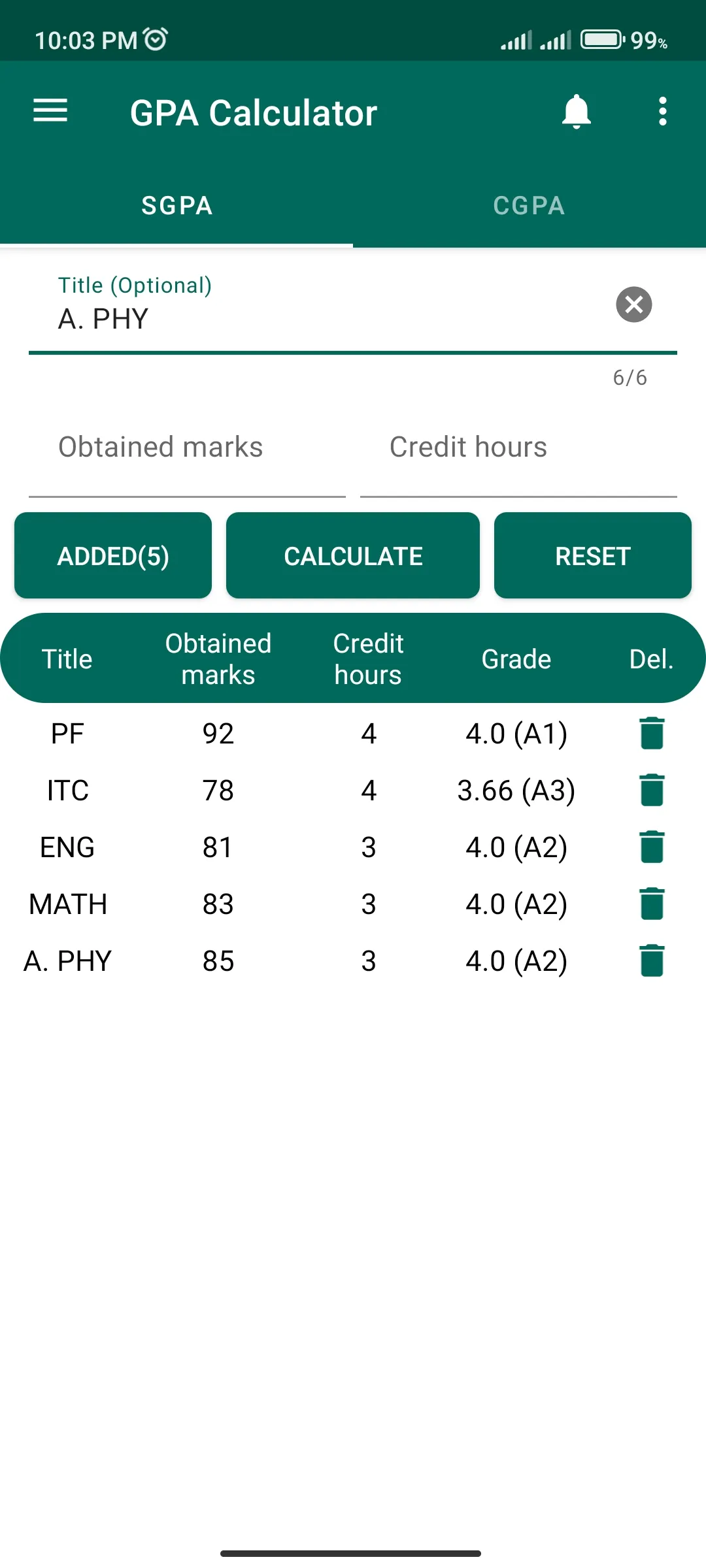 NUML GPA Calculator | Indus Appstore | Screenshot