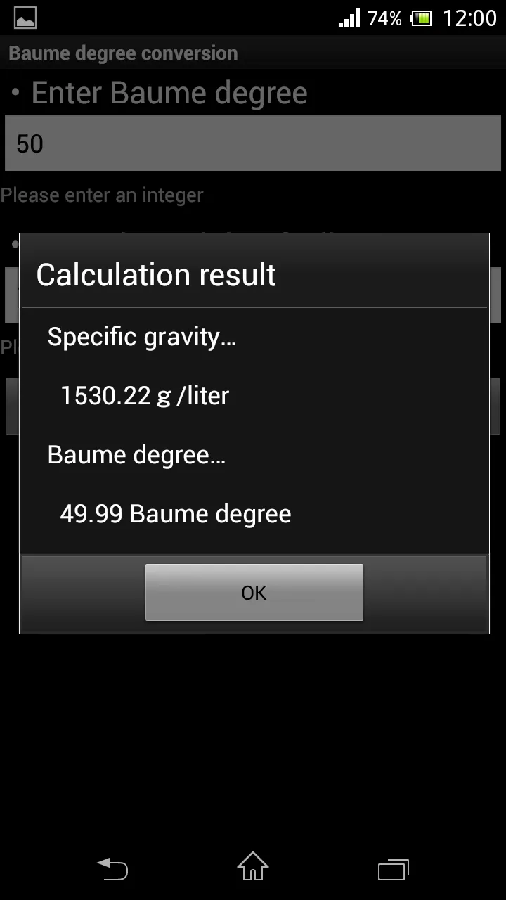 Baume degree conversion  (Cera | Indus Appstore | Screenshot