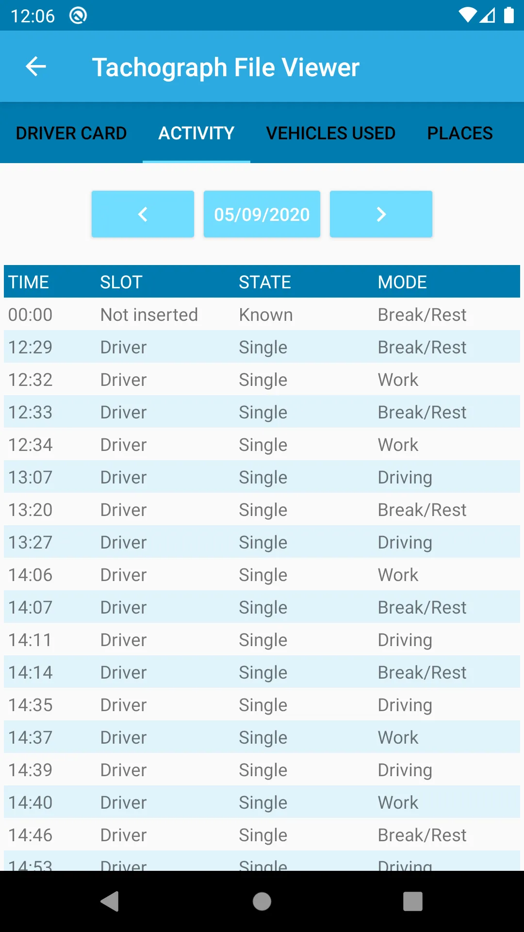 Tachograph File Viewer | Indus Appstore | Screenshot