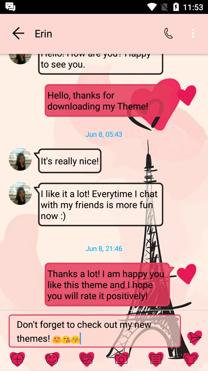 SMS Messages Paris Pink Theme | Indus Appstore | Screenshot