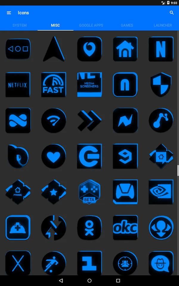 Flat Black and Blue Icon Pack | Indus Appstore | Screenshot