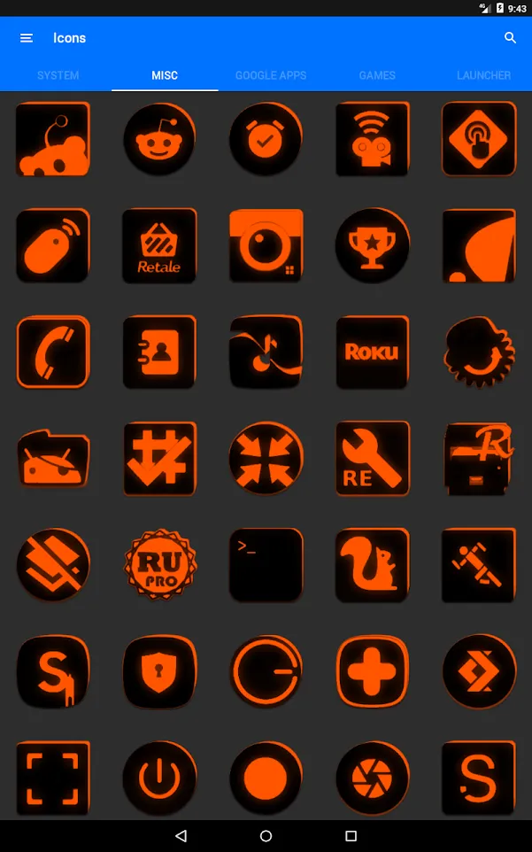 Flat Black and Orange IconPack | Indus Appstore | Screenshot