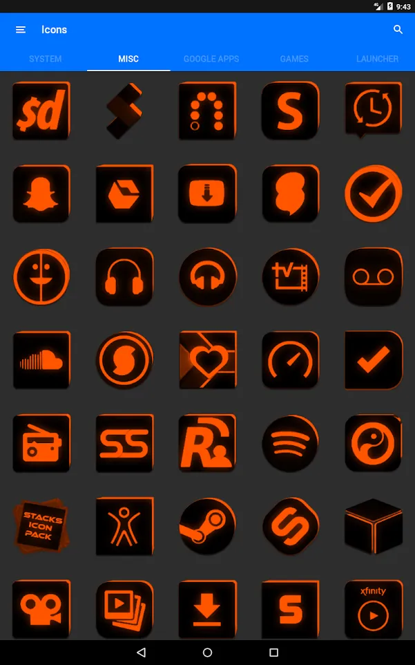 Flat Black and Orange IconPack | Indus Appstore | Screenshot