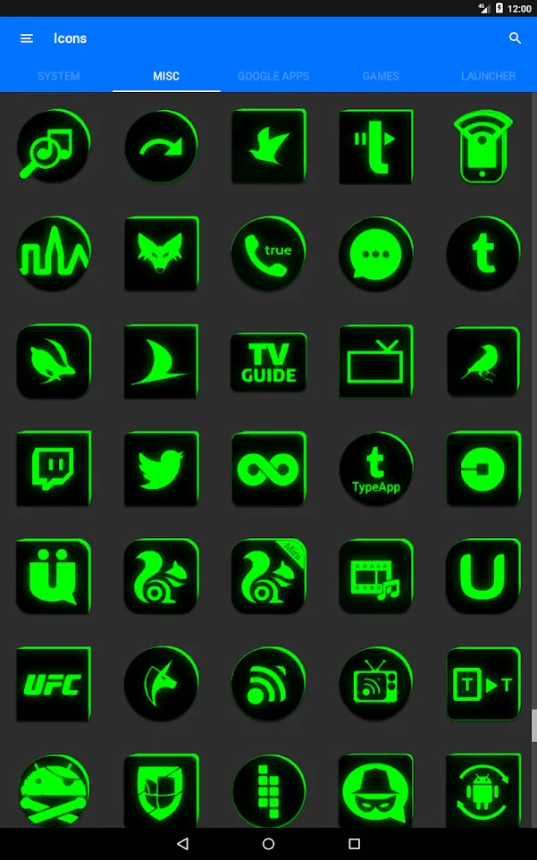 Flat Black and Green IconPack | Indus Appstore | Screenshot